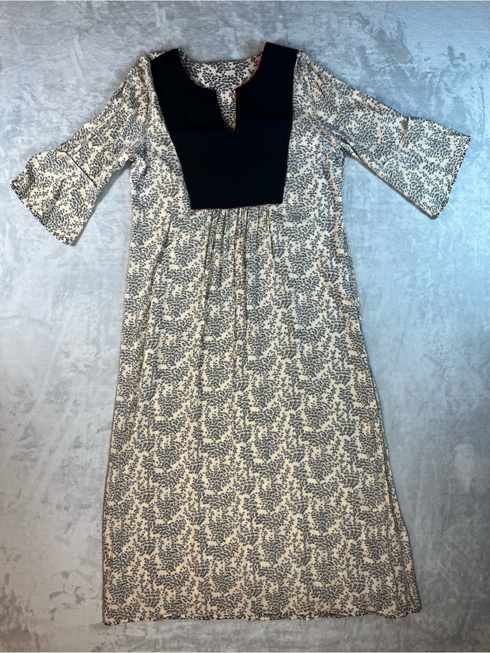 Lara Rosnovsky L 100% Cotton Embroidered Boho Midi Tunic Dress Bell Sleeve - Picture 15 of 15